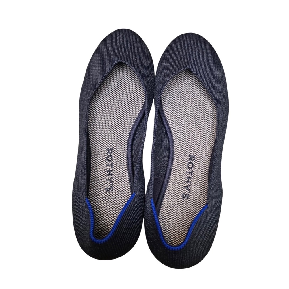 Rothy's The Flat Navy Blue Rounded Toe Knit Ballet Flats Comfortable Womens - Picture 7 of 11